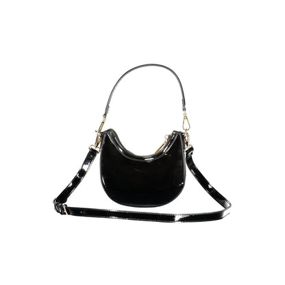 Mario Valentino Black Faux Leather Women Handbag with Iconic Logo