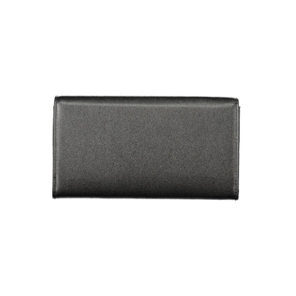 Mario Valentino Black Faux Leather Women Wallet with Logo Detail