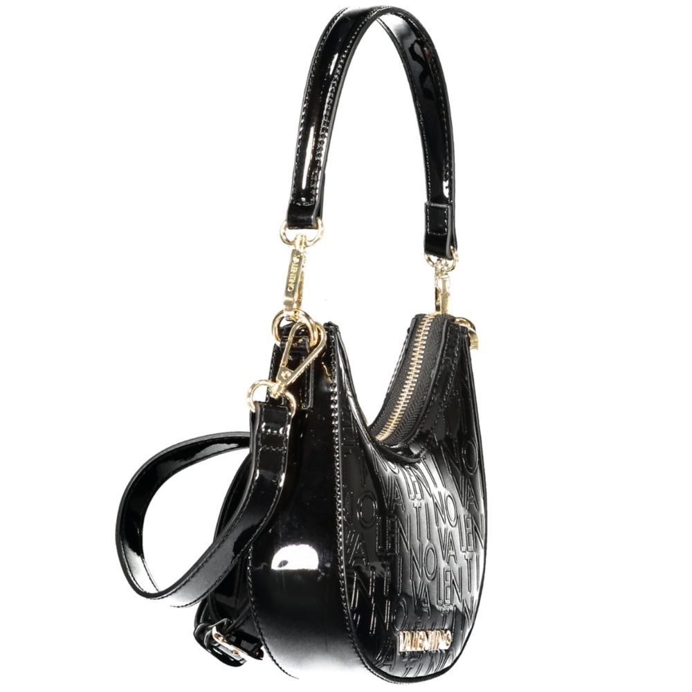 Mario Valentino Black Faux Leather Women Handbag with Iconic Logo
