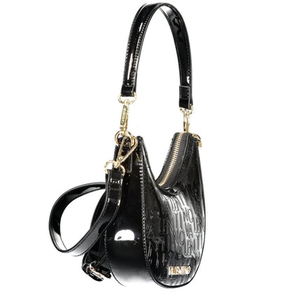 Mario Valentino Black Faux Leather Women Handbag with Iconic Logo