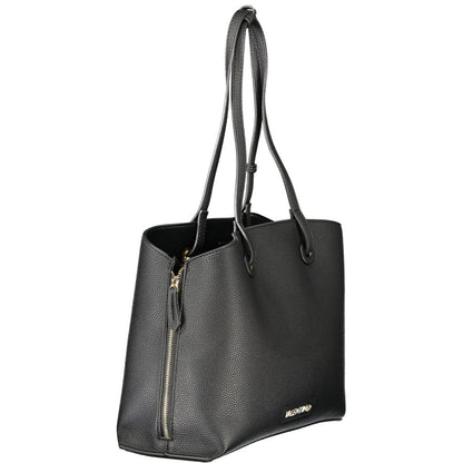 Mario Valentino Black Faux Leather Women's Handbag with Iconic Logo