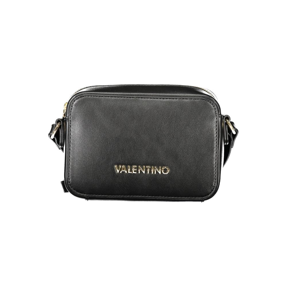 Mario Valentino Black Faux Leather Shoulder Bag with Logo Detail