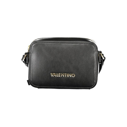 Mario Valentino Black Faux Leather Shoulder Bag with Logo Detail