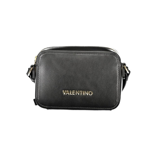 Mario Valentino Black Faux Leather Shoulder Bag with Logo Detail