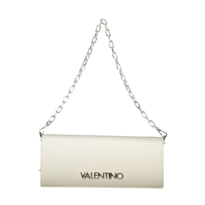 Mario Valentino White Faux Leather Shoulder Bag with Chain Handle