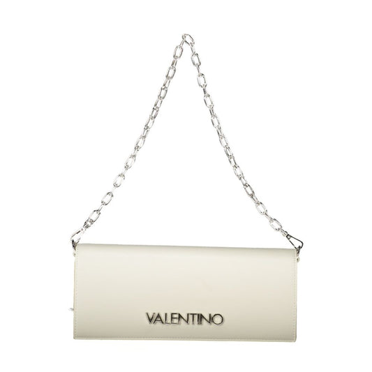 Mario Valentino White Faux Leather Shoulder Bag with Chain Handle