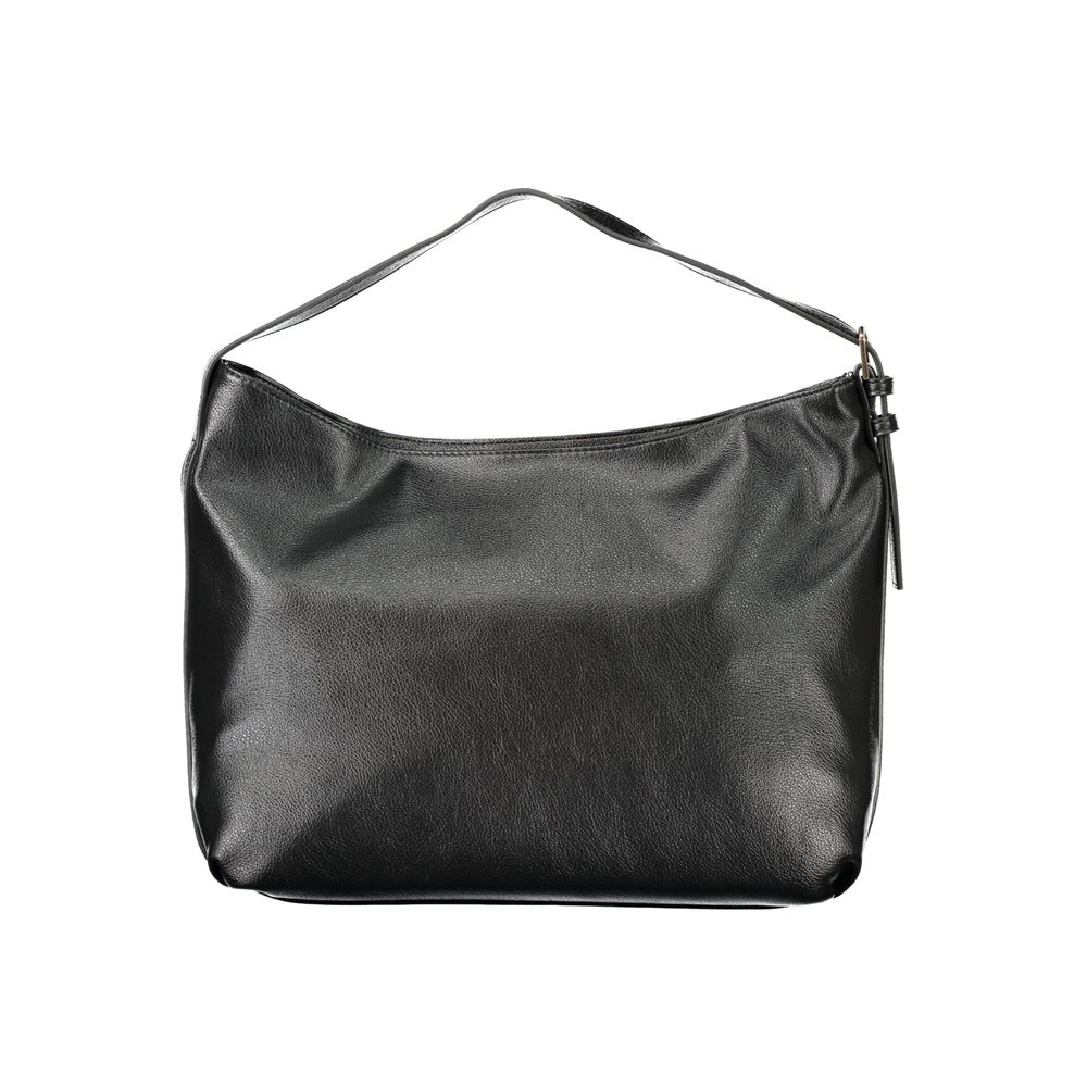 Mario Valentino Black Faux Leather Handbag with Adjustable Strap