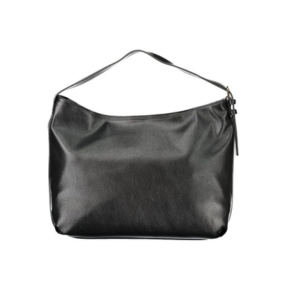 Mario Valentino Black Faux Leather Handbag with Adjustable Strap