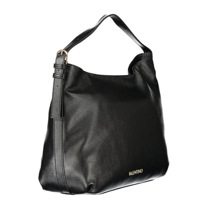 Mario Valentino Black Faux Leather Handbag with Adjustable Strap