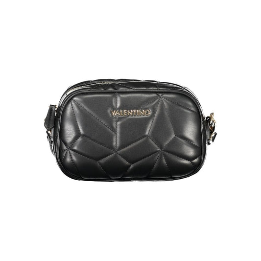 Mario Valentino Black Faux Leather Shoulder Bag with Gold Hardware