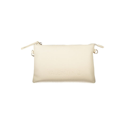 Mario Valentino Beige Faux Leather Women's Handbag with Adjustable Strap