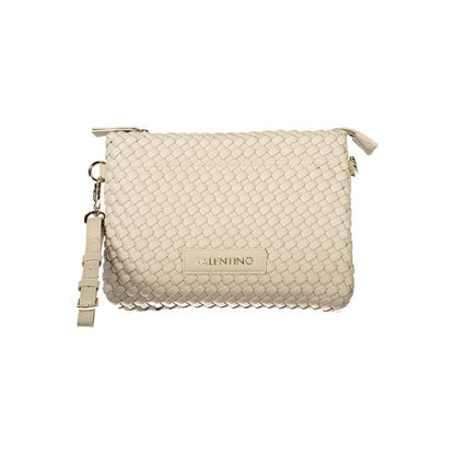 Mario Valentino Beige Faux Leather Women's Handbag with Iconic Logo
