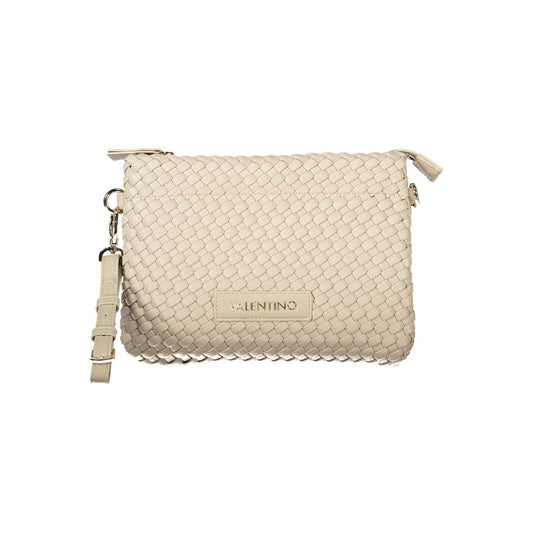 Mario Valentino Beige Faux Leather Women's Handbag with Iconic Logo