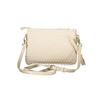 Mario Valentino Beige Faux Leather Women's Handbag with Iconic Logo