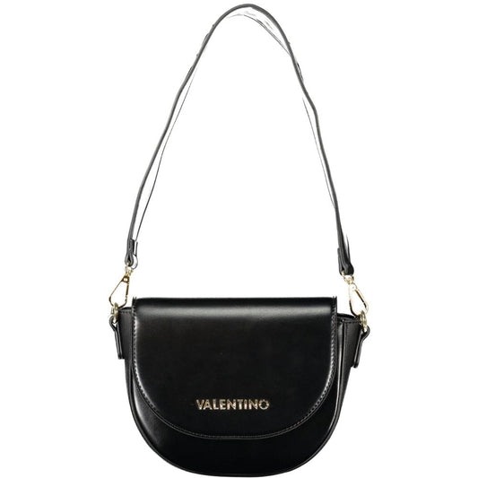Mario Valentino Black Faux Leather Women Handbag with Adjustable Strap