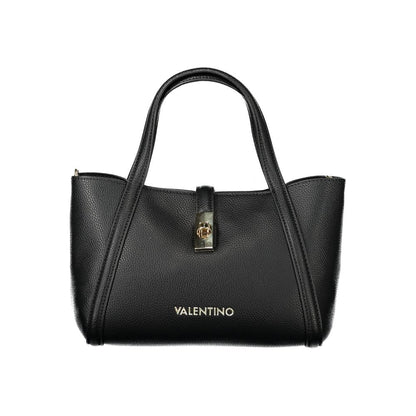 Mario Valentino Black Faux Leather Handbag with Detachable Strap