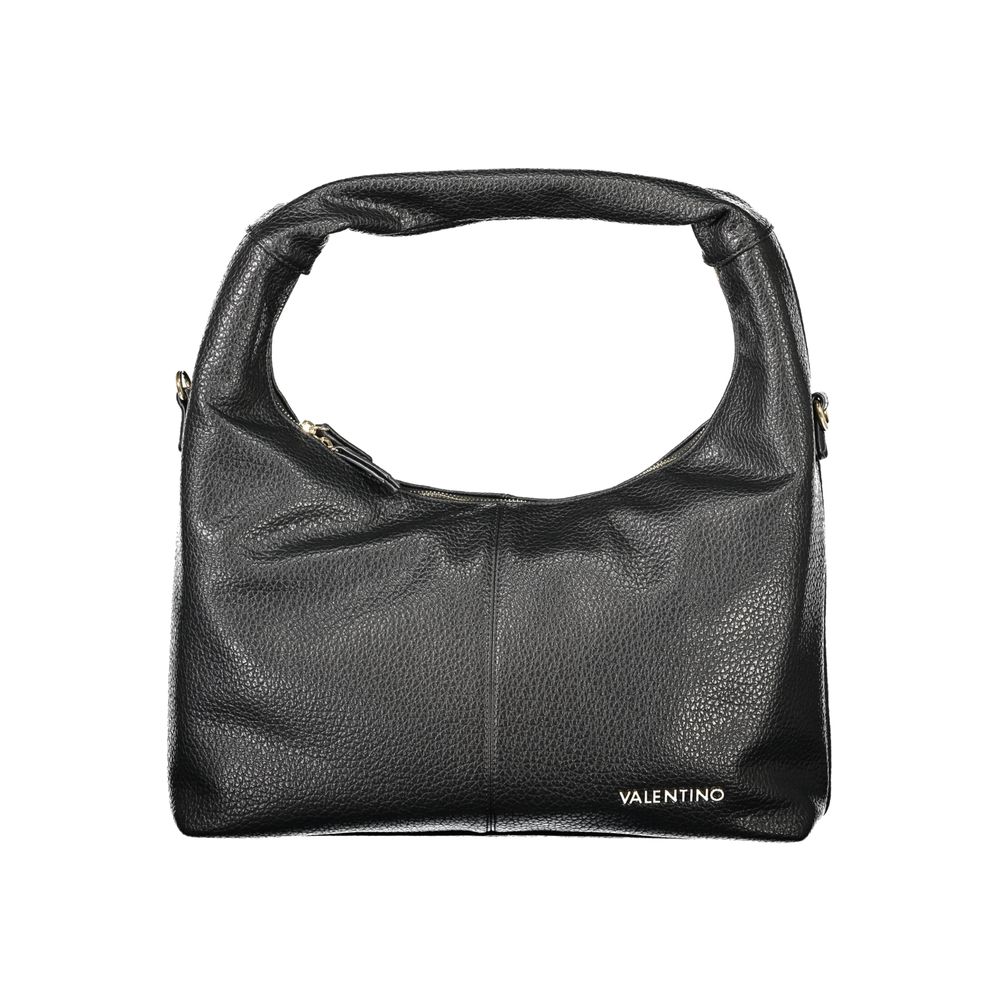 Mario Valentino Black Faux Leather Handbag with Signature Logo