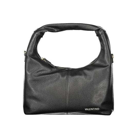 Mario Valentino Black Faux Leather Handbag with Signature Logo