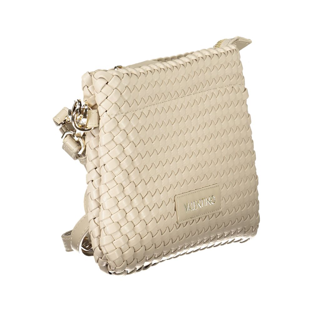 Mario Valentino Beige Faux Leather Women's Handbag with Iconic Logo