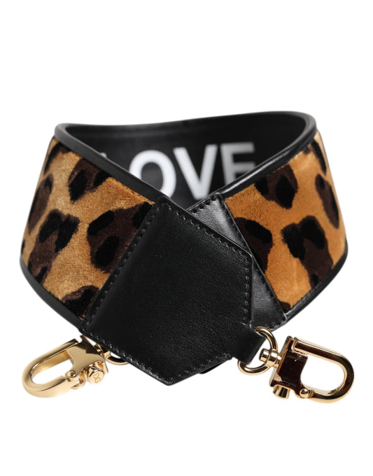 Dolce & Gabbana Black Leopard Print Reversible Shoulder Strap