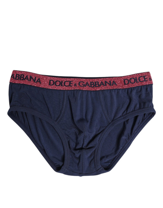 Dolce & Gabbana Blue Red Logo Stretch Brief Underwear