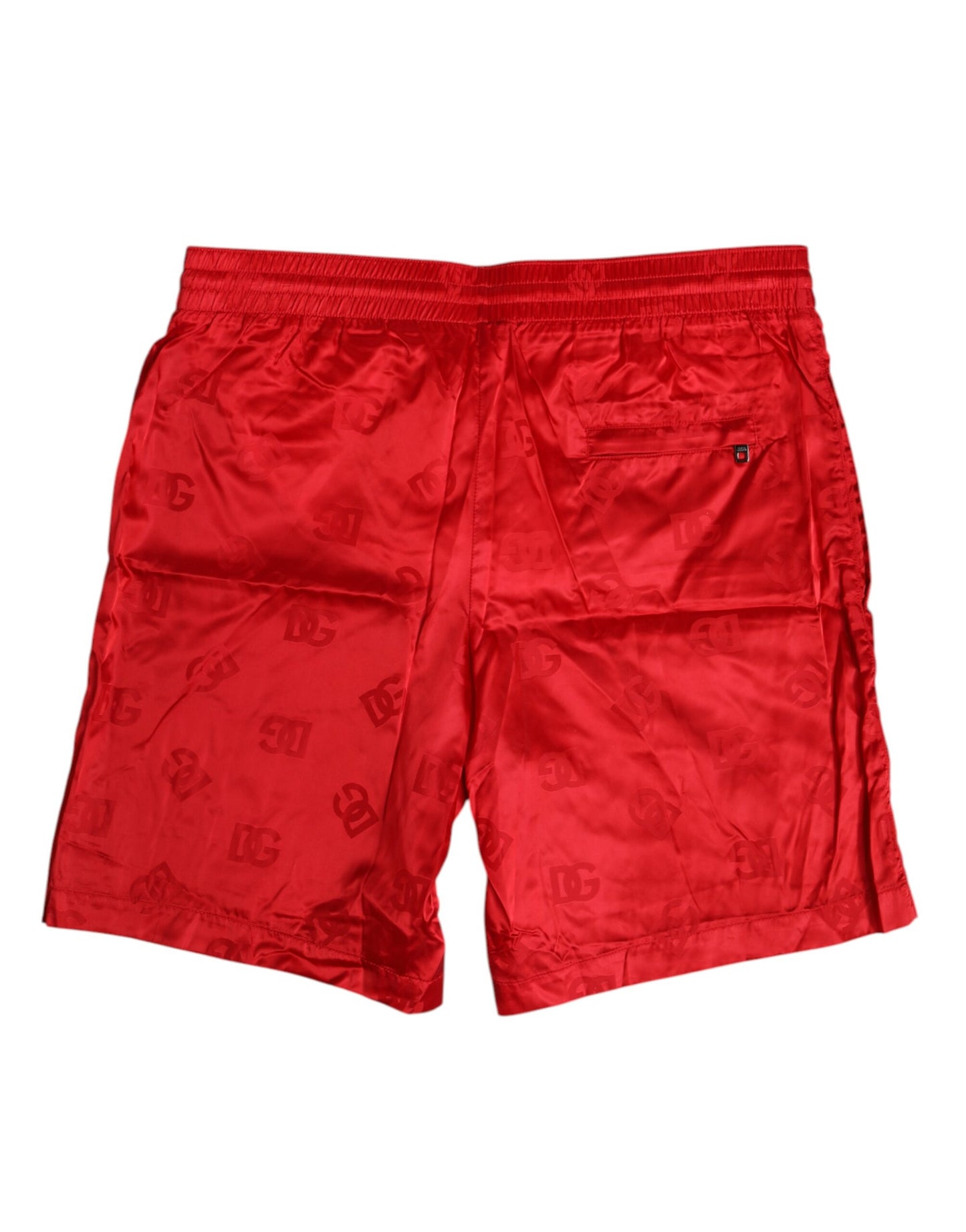 Dolce & Gabbana Red Nylon Drawstring Beachwear Shorts
