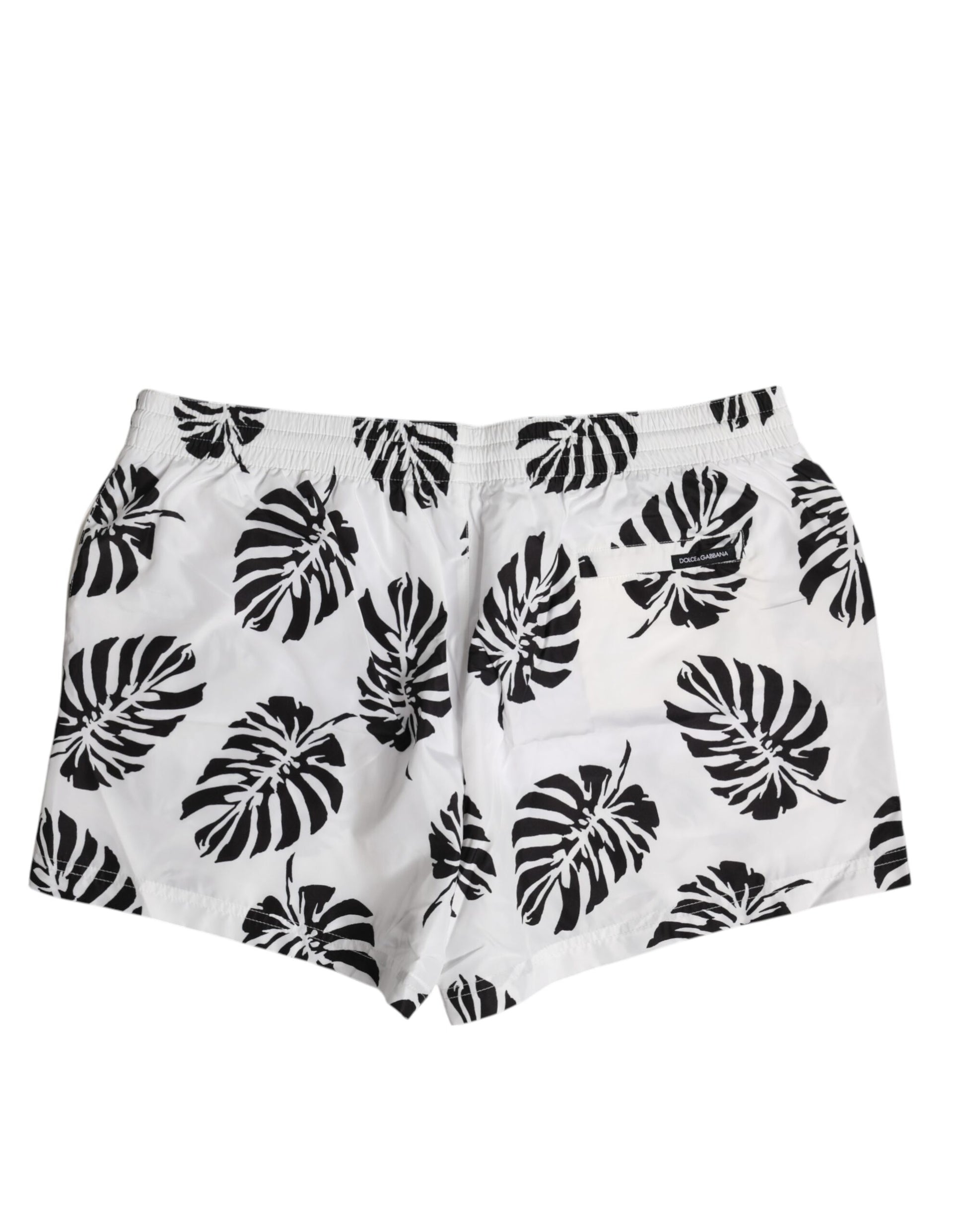 Dolce & Gabbana White & Black Print Beachwear Shorts