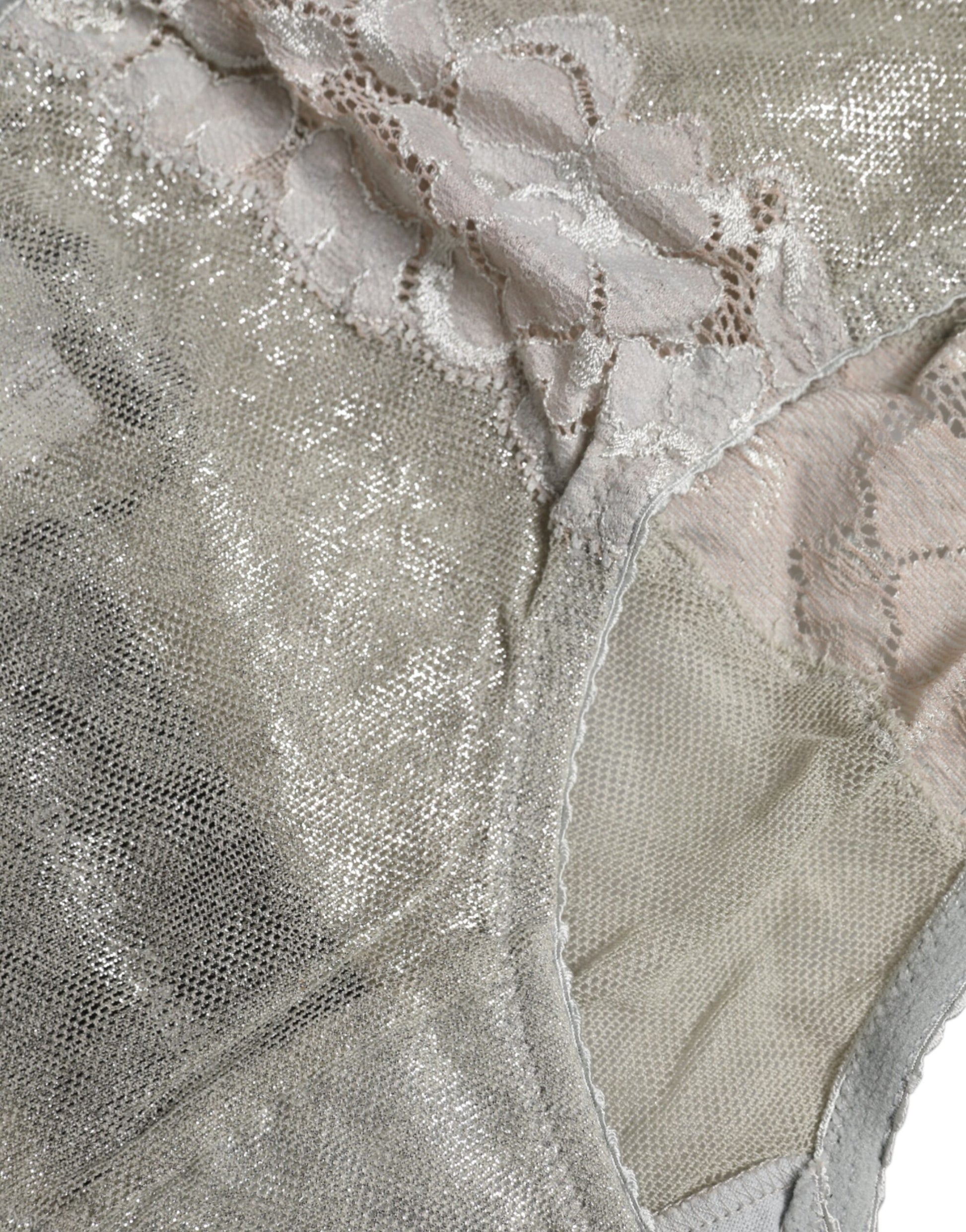 Dolce & Gabbana Gray Floral Lace High Waist Panty Underwear