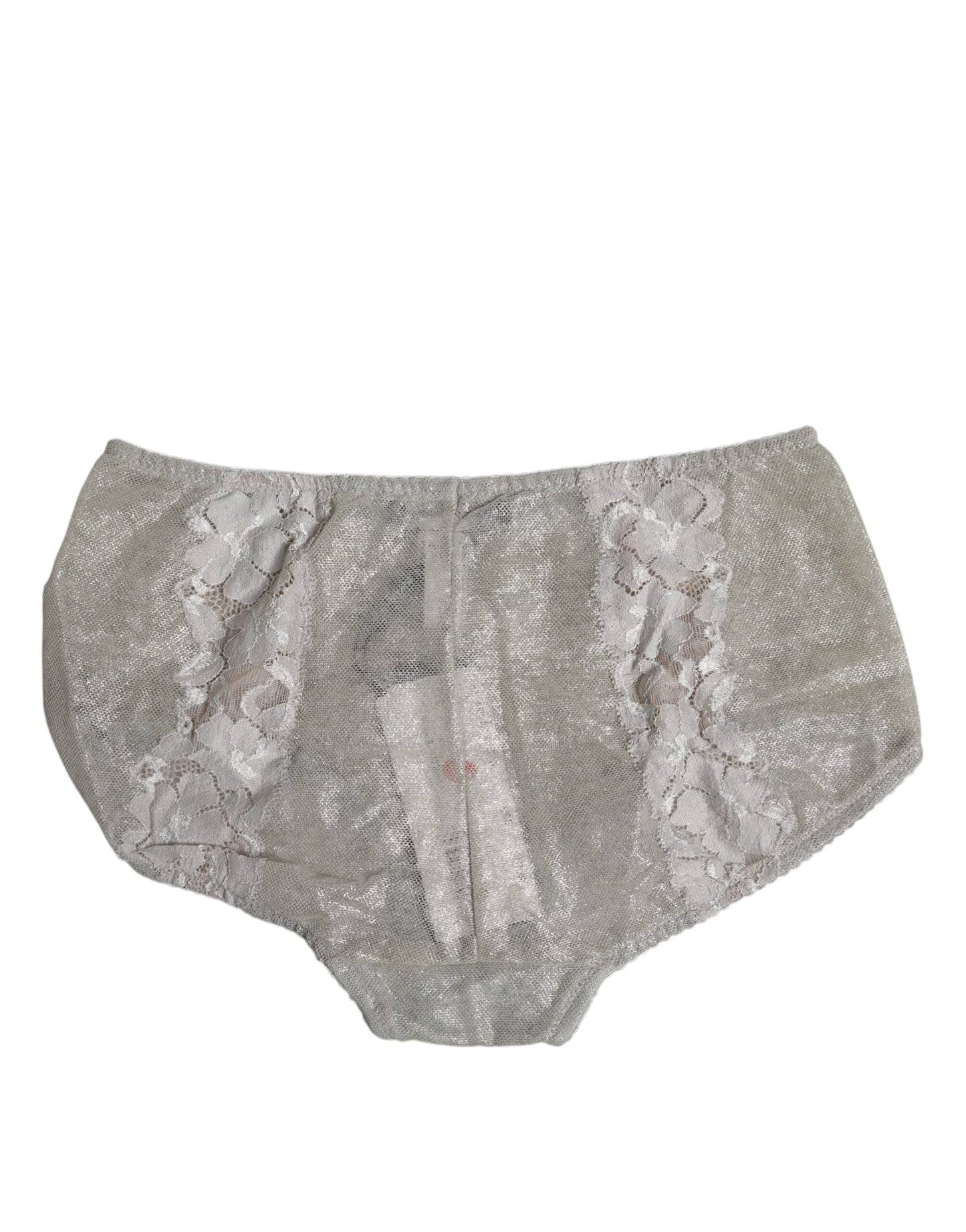 Dolce & Gabbana Gray Floral Lace High Waist Panty Underwear