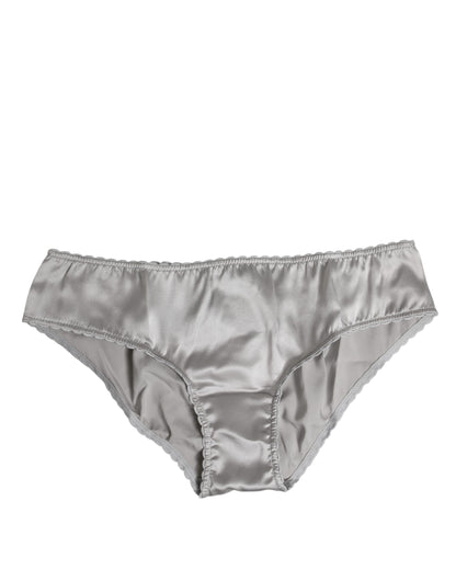 Dolce & Gabbana Gray Silk Stretch Low Waist Panty Underwear