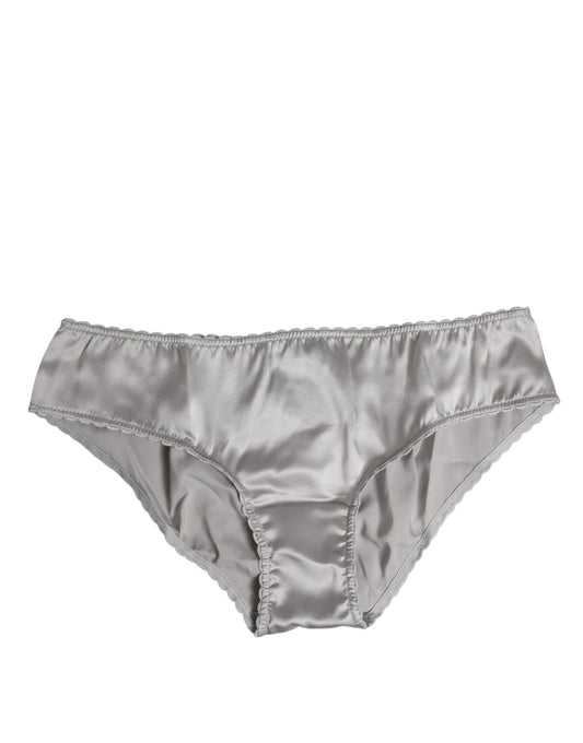 Dolce & Gabbana Gray Silk Stretch Low Waist Panty Underwear