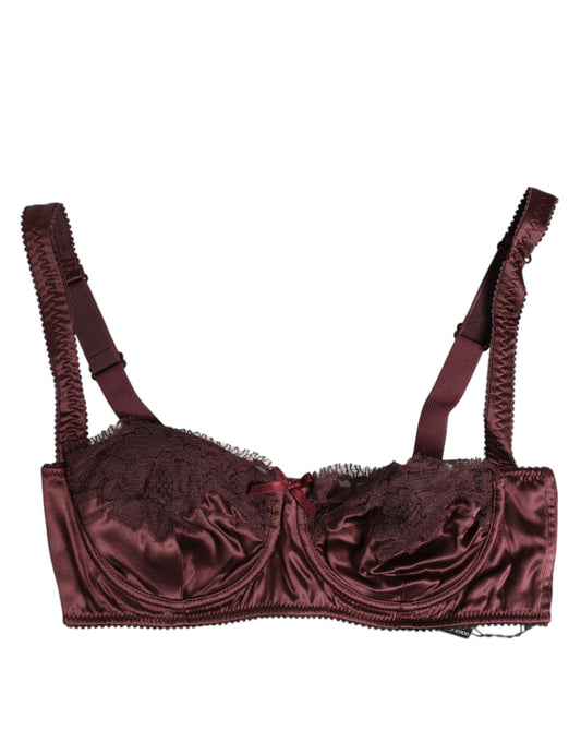 Dolce & Gabbana Burgundy Silk Balconette Bra