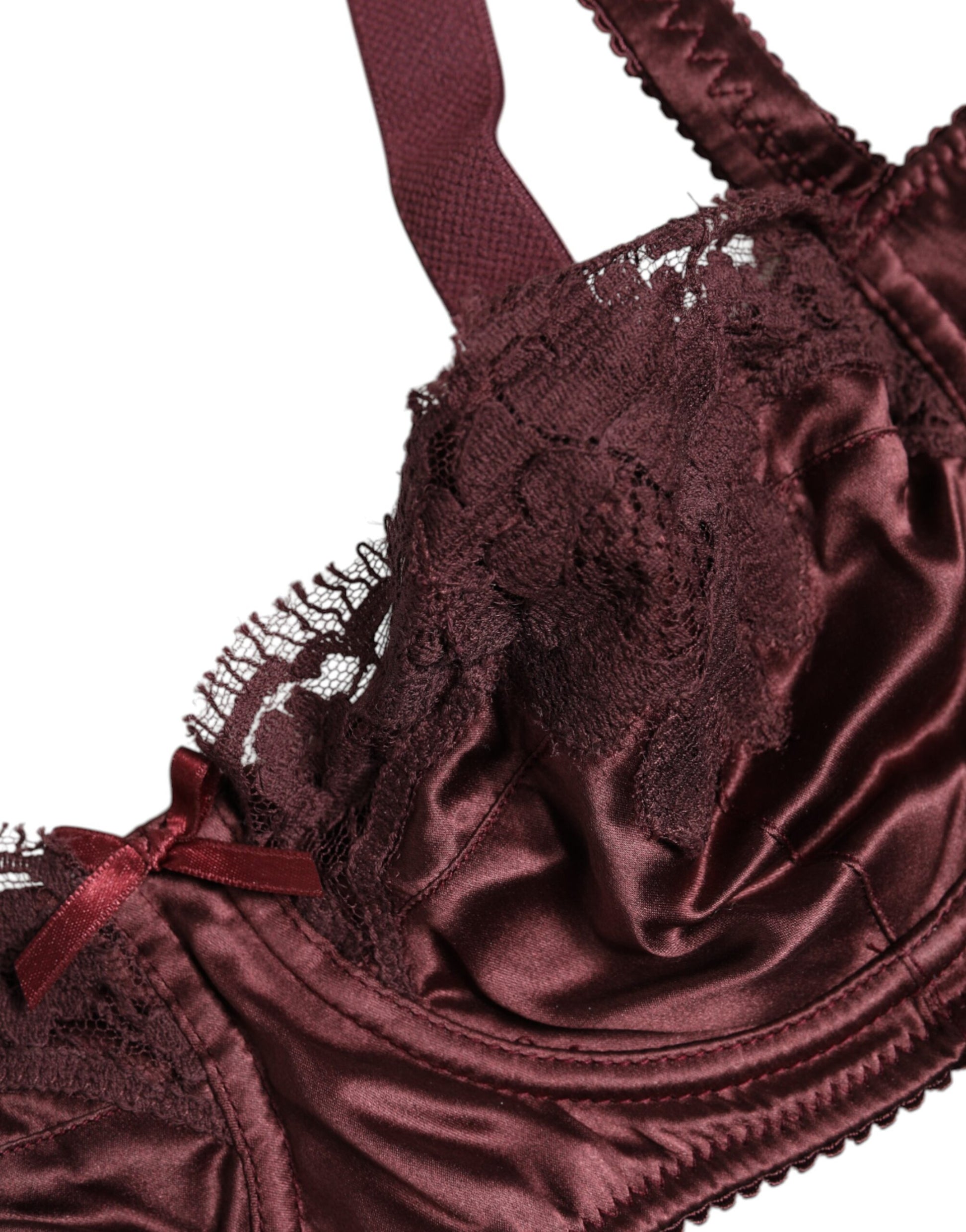 Dolce & Gabbana Burgundy Silk Balconette Bra
