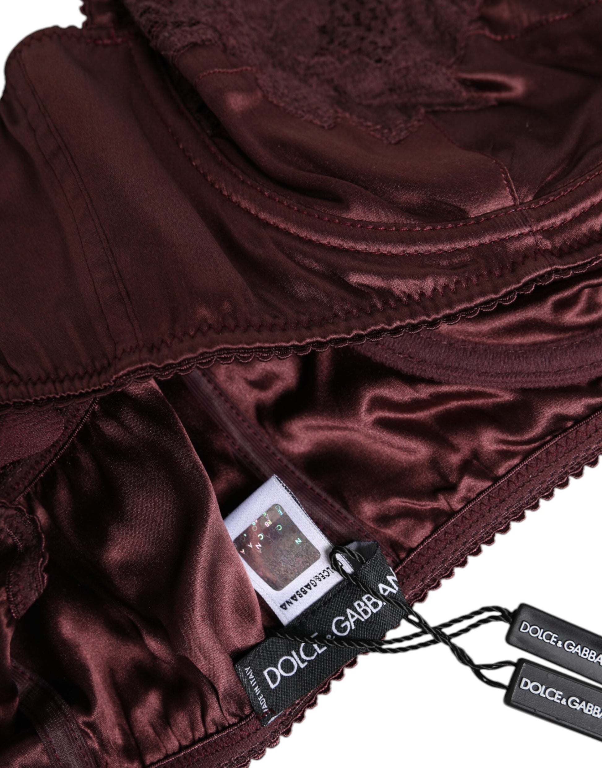 Dolce & Gabbana Burgundy Silk Balconette Bra