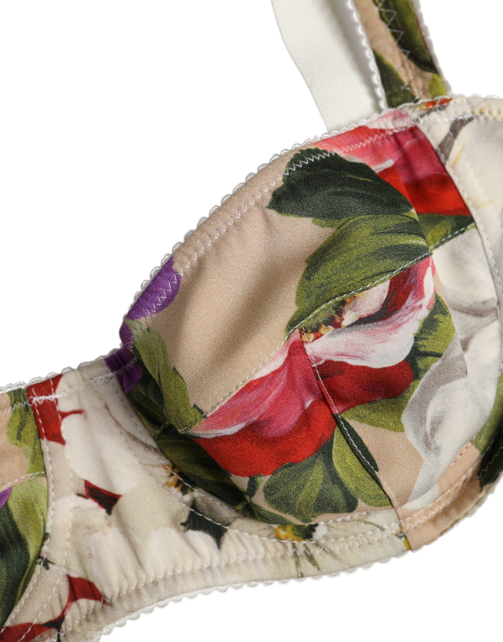 Dolce & Gabbana Beige Floral Balconcino Underwired Bra
