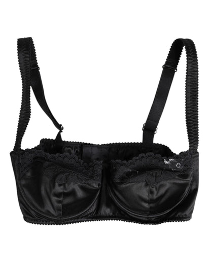 Dolce & Gabbana Black Silk Underwired Balconette Bra