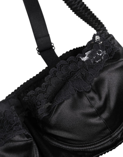 Dolce & Gabbana Black Silk Underwired Balconette Bra