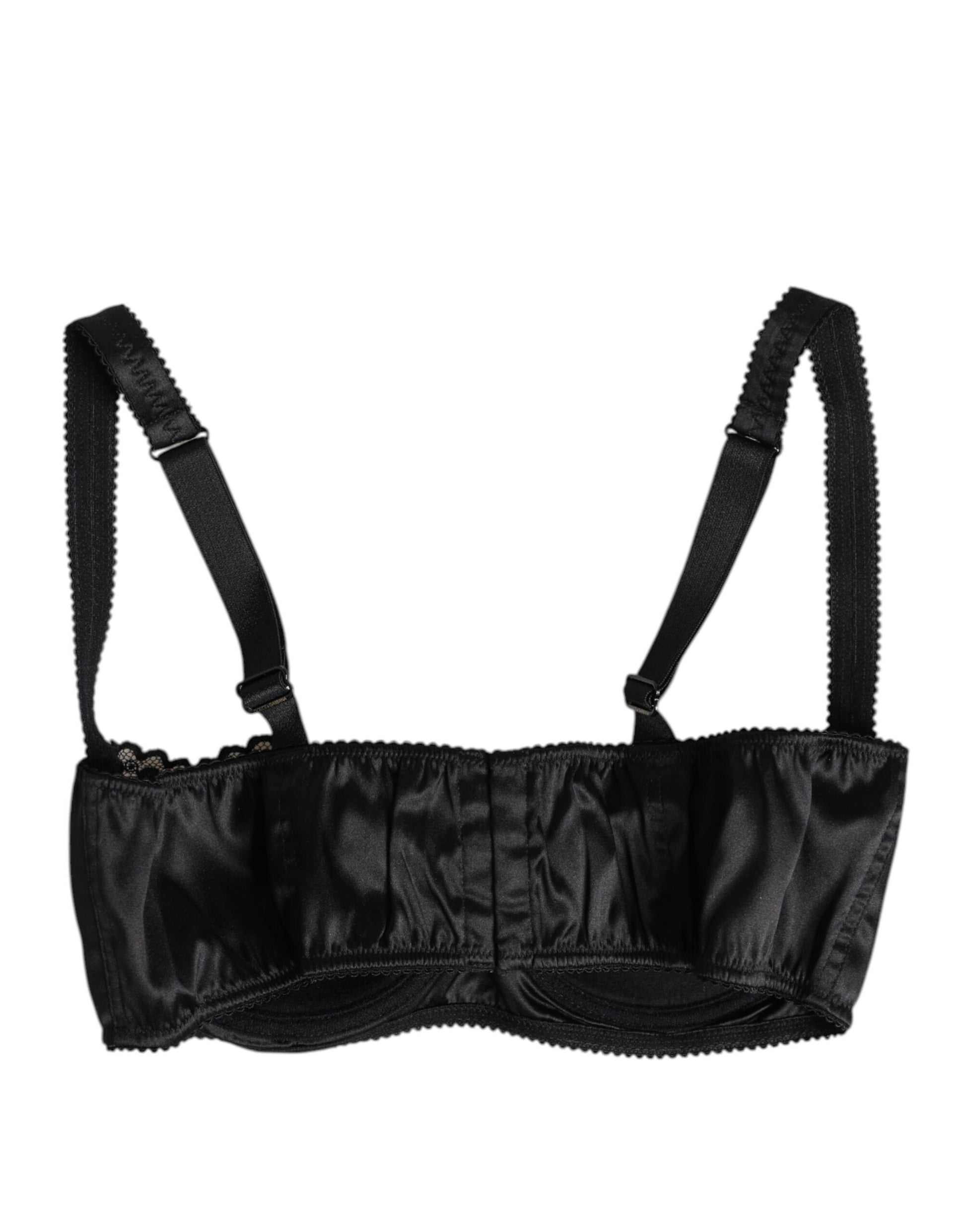 Dolce & Gabbana Black Silk Underwired Balconette Bra