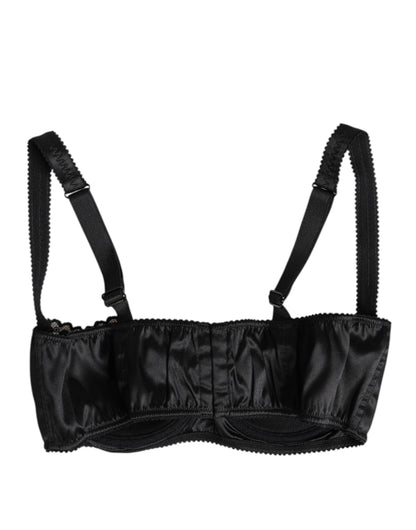 Dolce & Gabbana Black Silk Underwired Balconette Bra