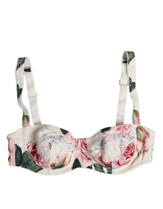 Dolce & Gabbana White Floral Balconette Underwired Bra