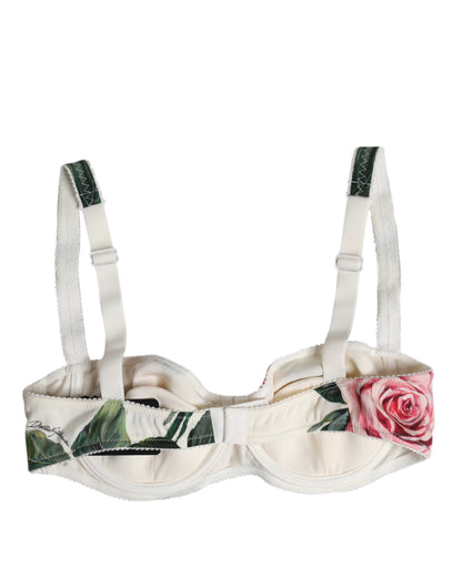 Dolce & Gabbana White Floral Balconette Underwired Bra