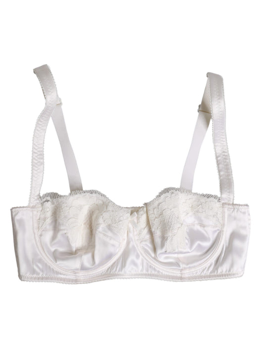 Dolce & Gabbana White Silk Underwired Balconette Bra