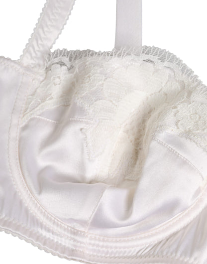 Dolce & Gabbana White Silk Underwired Balconette Bra