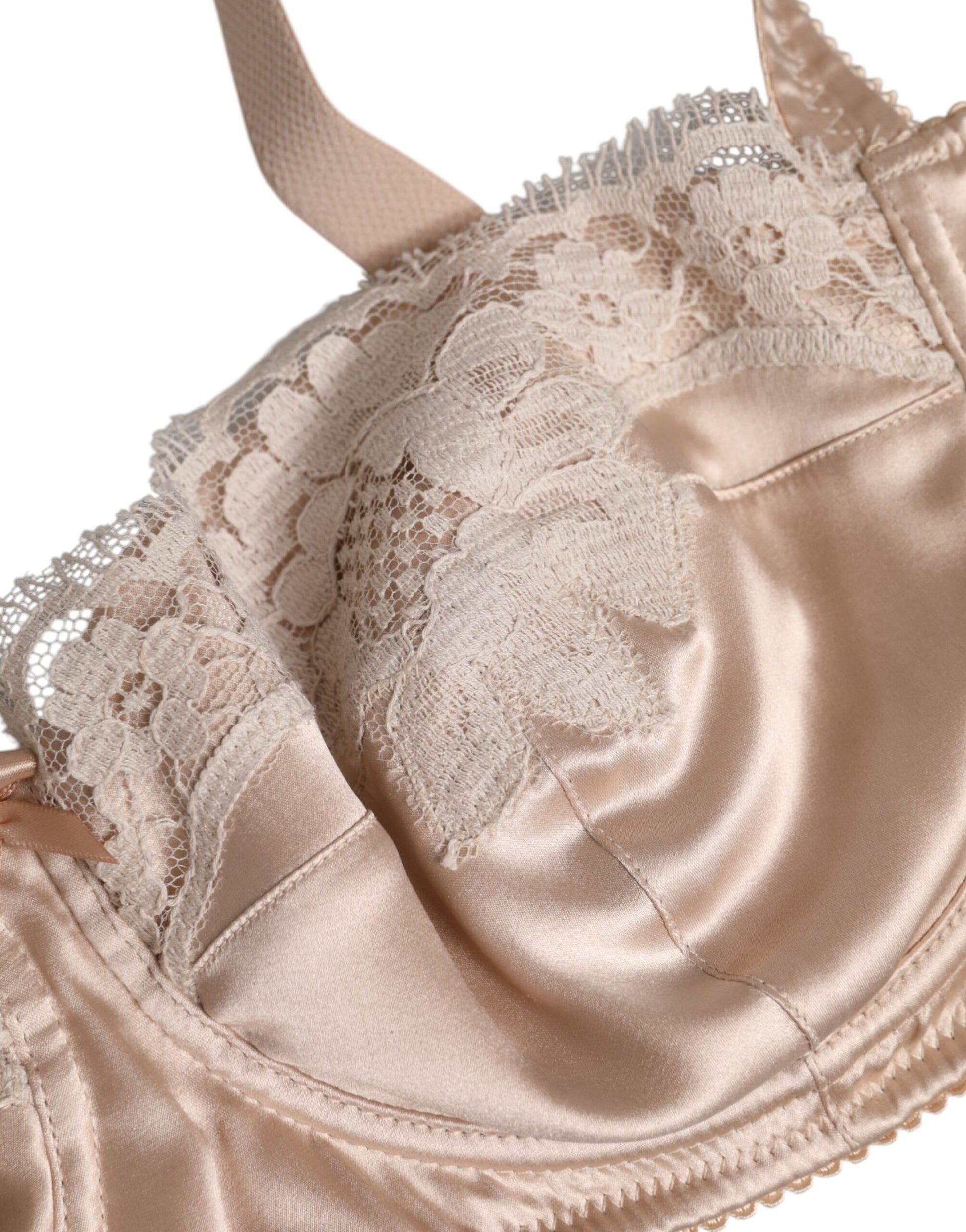 Dolce & Gabbana Beige Silk Underwired Balconette Bra
