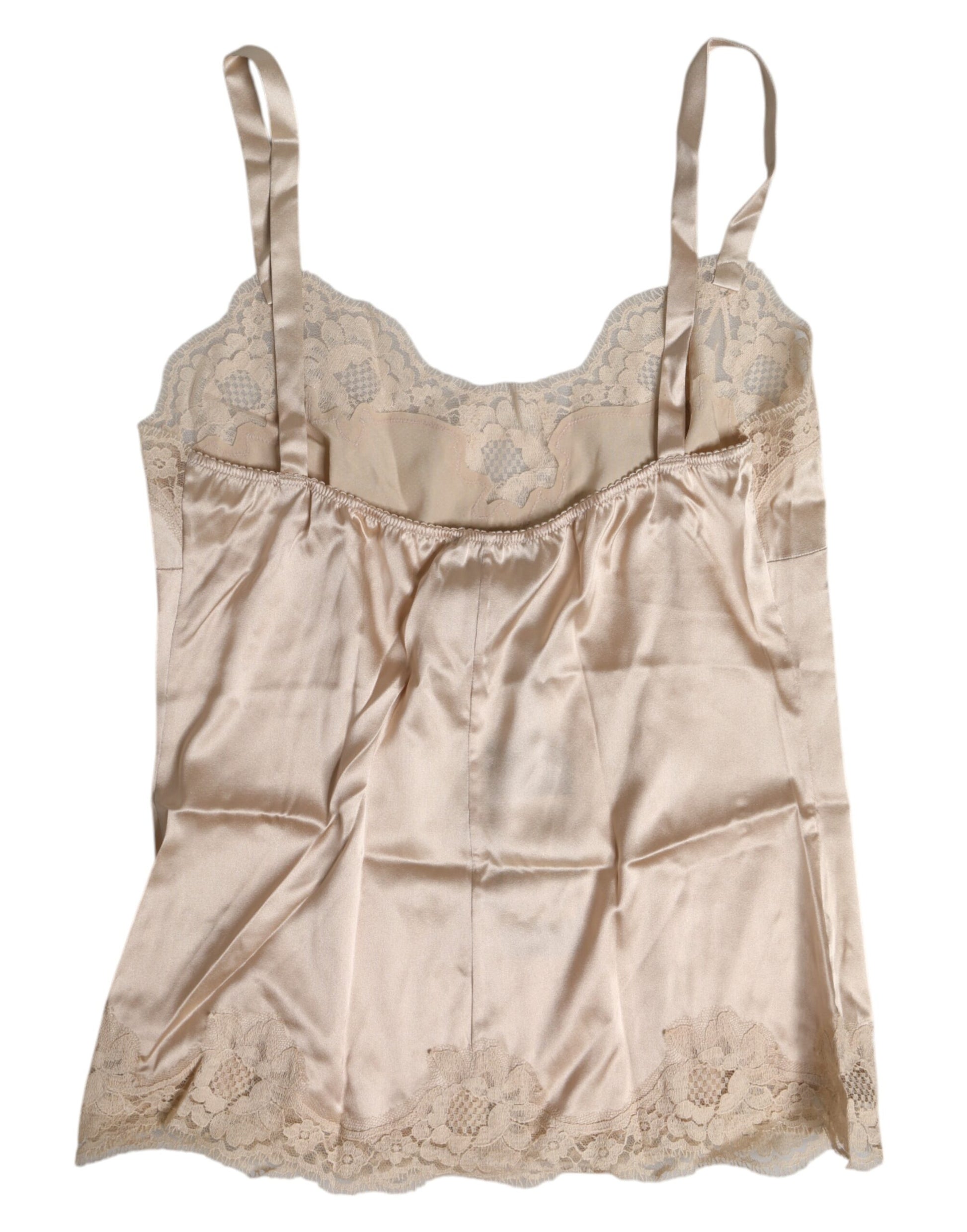 Dolce & Gabbana Beige Lace Silk Satin Tank Lingerie