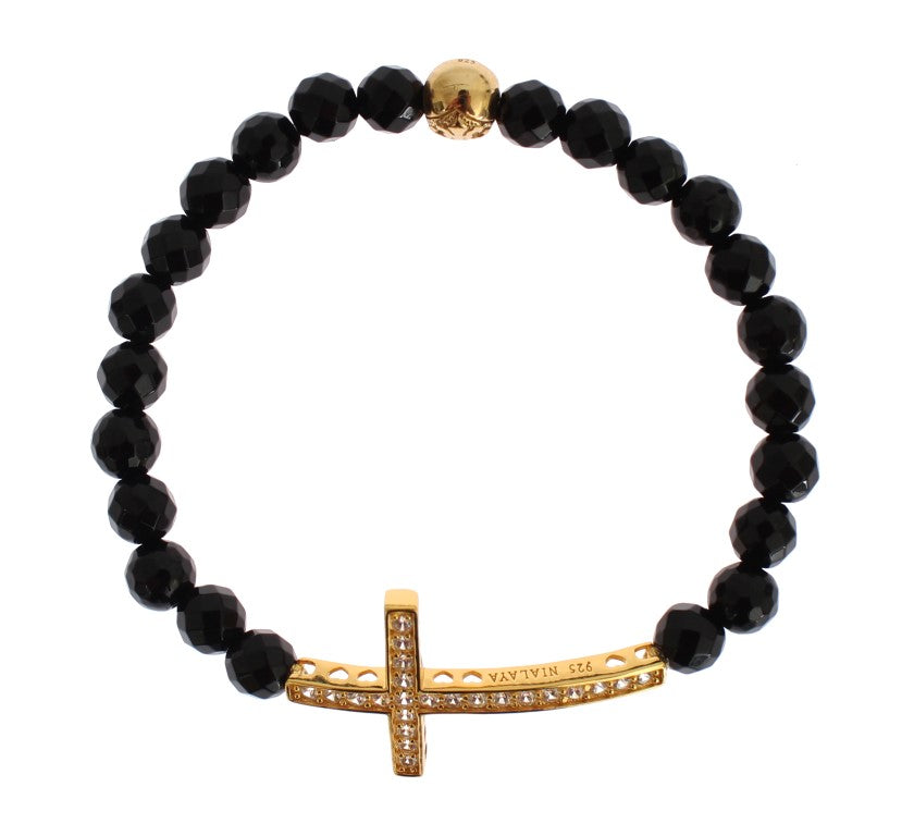  - Gold Plated Sterling Bracelet with CZ Diamond Cross