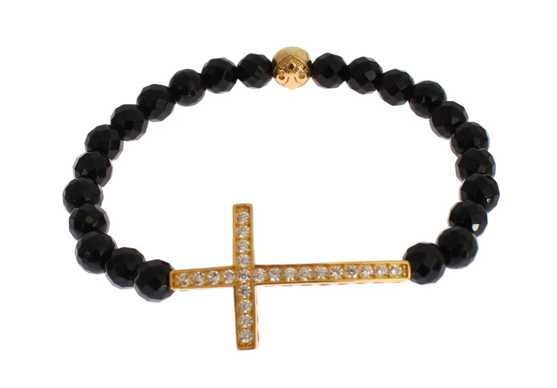  - Gold Plated Sterling Bracelet with CZ Diamond Cross