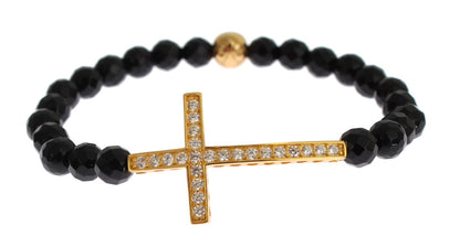  - Gold Plated Sterling Bracelet with CZ Diamond Cross