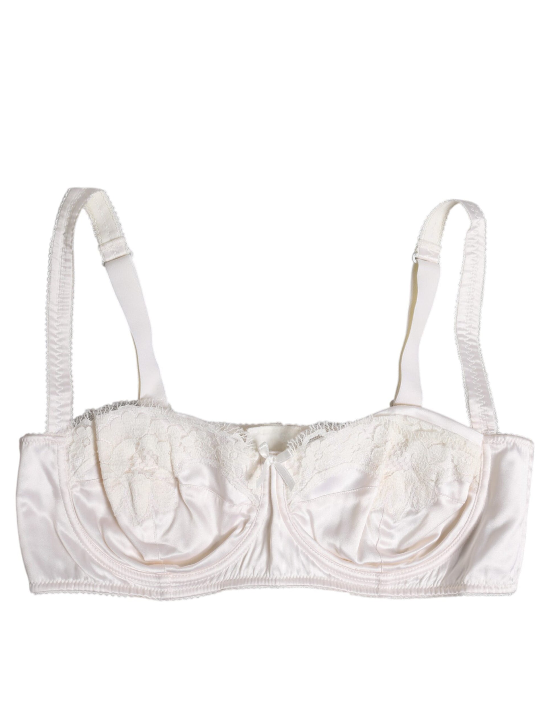 Dolce & Gabbana White Silk Underwired Balconette Bra
