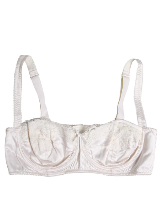 Dolce & Gabbana White Silk Underwired Balconette Bra